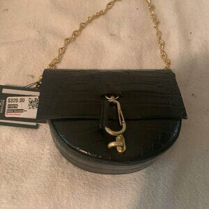 Zac Posen Iconic Eartha Leather Top Handle Black Crossbody Handbag